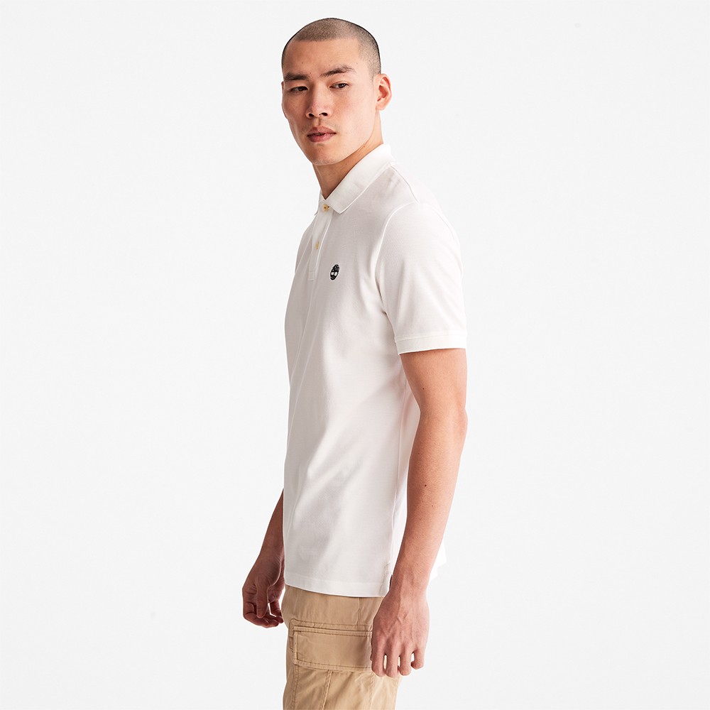 TIMBERLAND</br>Ανδρικό Polo T-shirt Λευκό SS Millers River Pique Polo Regular A26N4-100 Timberland