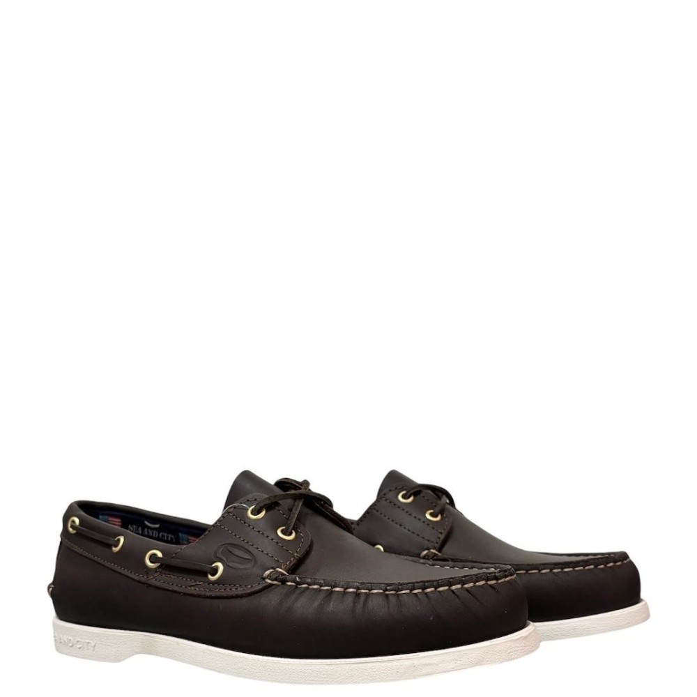 SEA & CITY</br>Ανδρικά Boat-shoes/Ιστιοπλοϊκά Καφέ/W Δέρμα C88 Sea & City