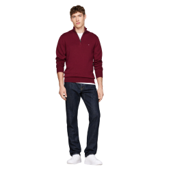 Ανδρικό Πουλόβερ Μπορντώ 1/4 Zip Cotton Cashmere MW0MW28049-VLP Tommy Hilfiger