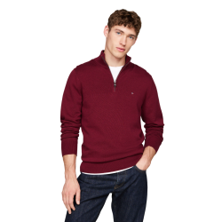 Ανδρικό Πουλόβερ Μπορντώ 1/4 Zip Cotton Cashmere MW0MW28049-VLP Tommy Hilfiger