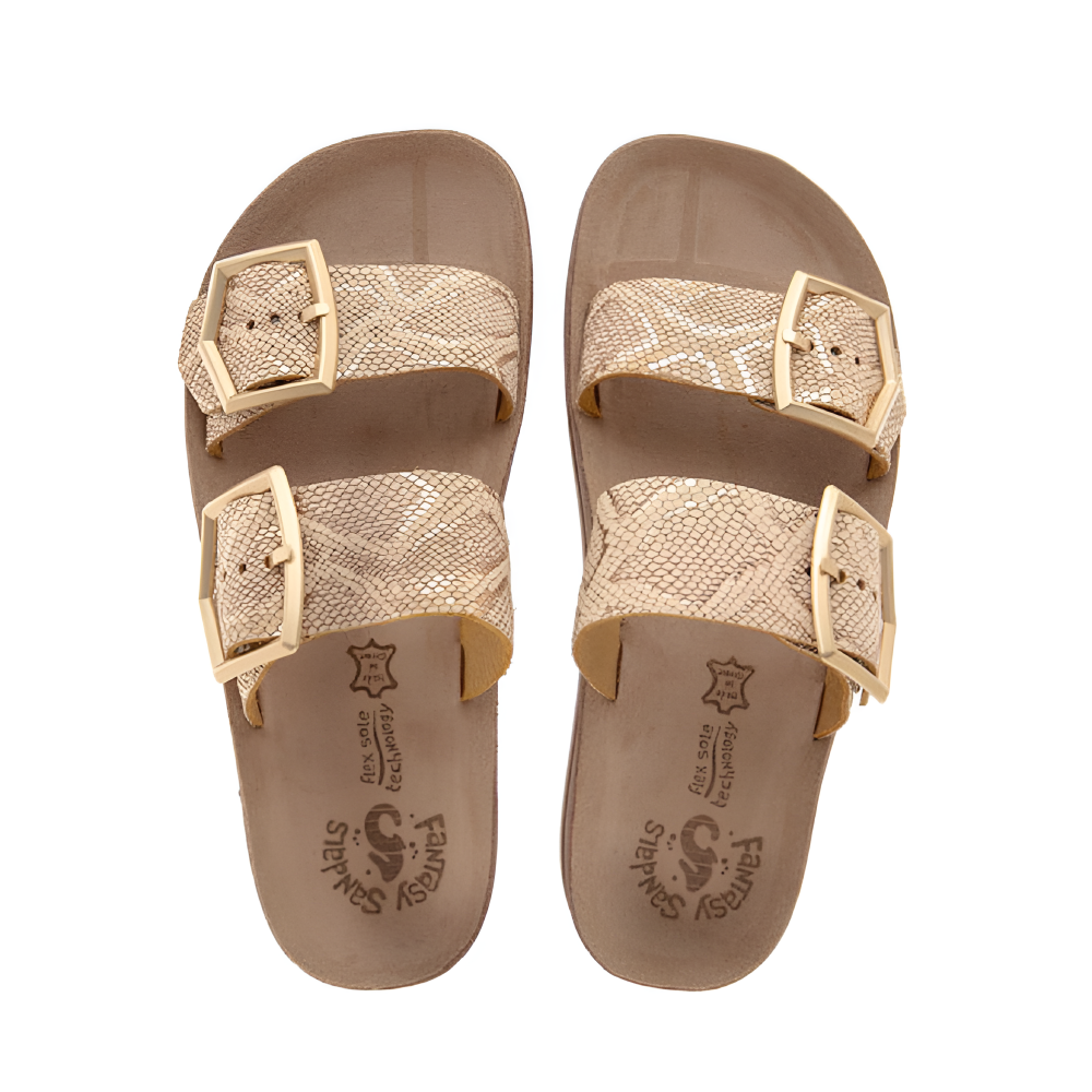 FANTASY SANDALS</br>Γυναικεία Mule Ροζ Χρυσό Δέρμα S331 TAYLOR Fantasy Sandals